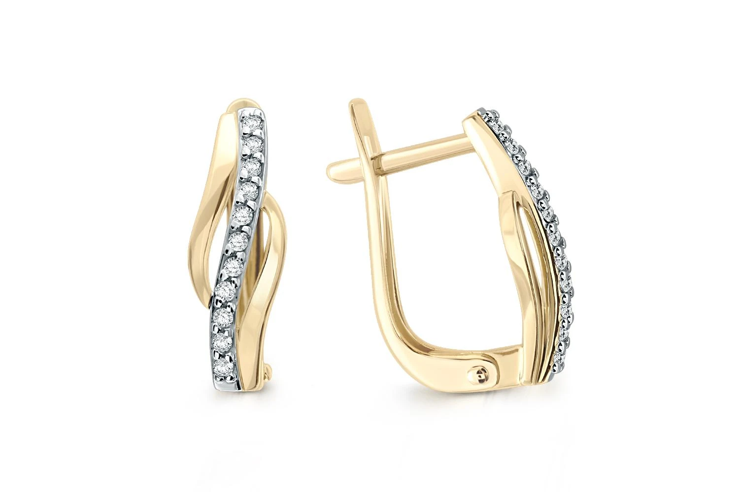 Серьги Дорожки из жёлтого золота с 22 фианитами