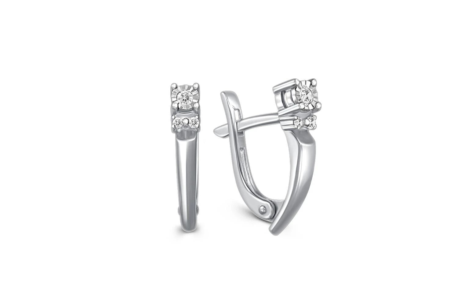 Серьги из белого золота с 6 бриллиантами