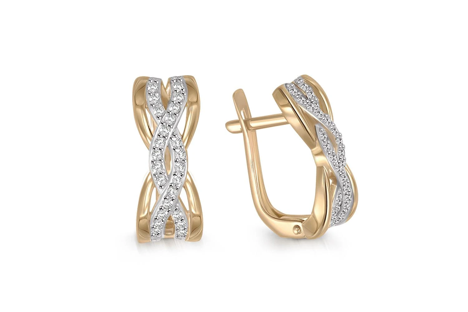 Серьги из жёлтого золота с 52 фианитами