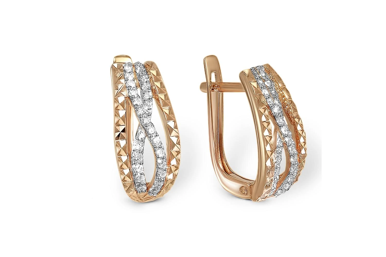 Серьги из красного золота с 48 бриллиантами