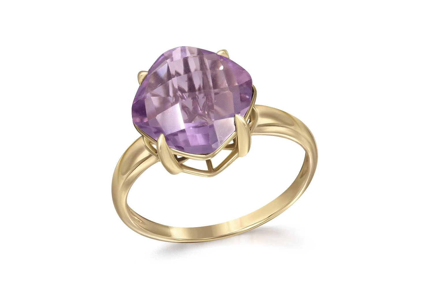 Кольцо из жёлтого золота с аметистом