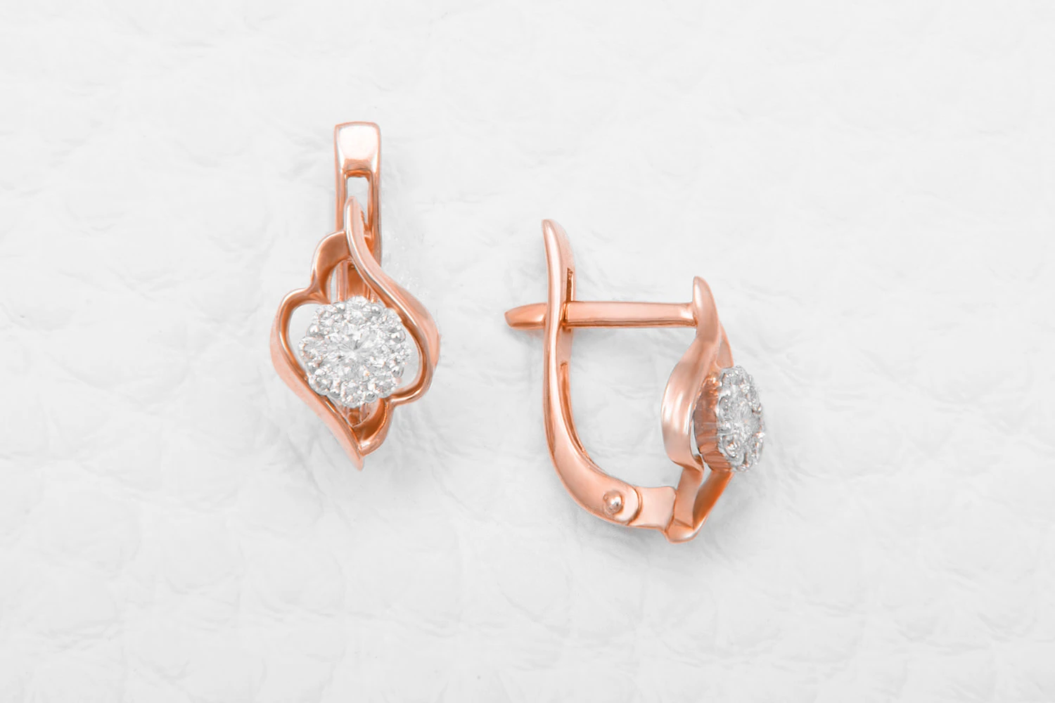 Серьги Цветы из красного золота с 18 бриллиантами