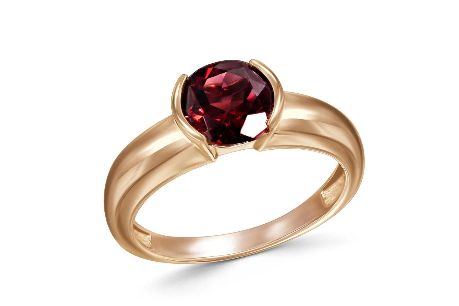 Кольцо из красного золота с гранатом