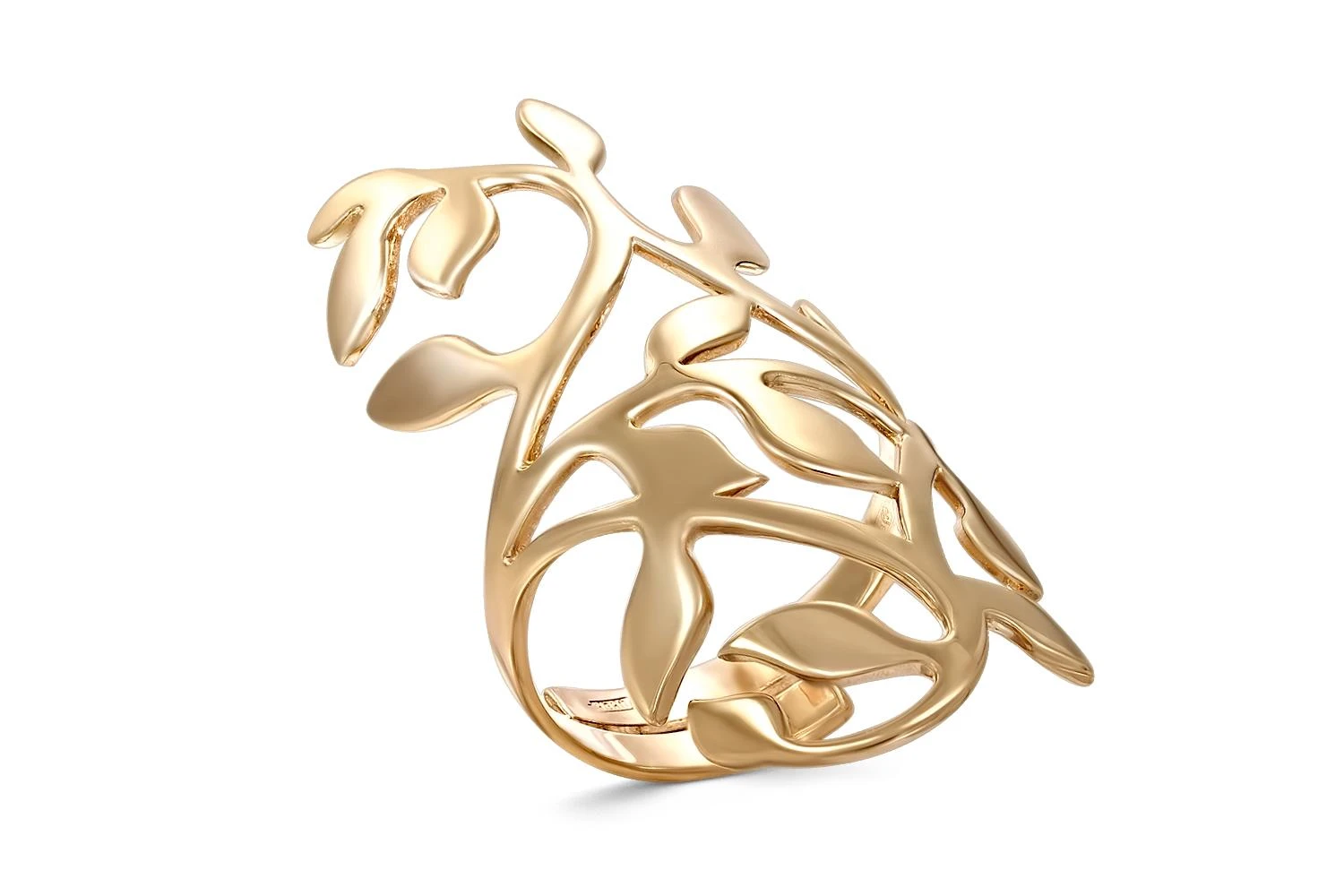 Кольцо Веточка из красного золота без вставок