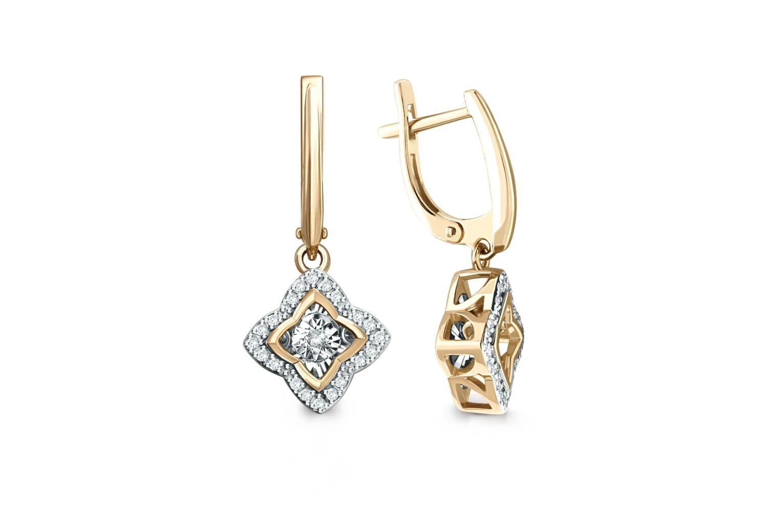 Серьги из жёлтого золота с 42 бриллиантами