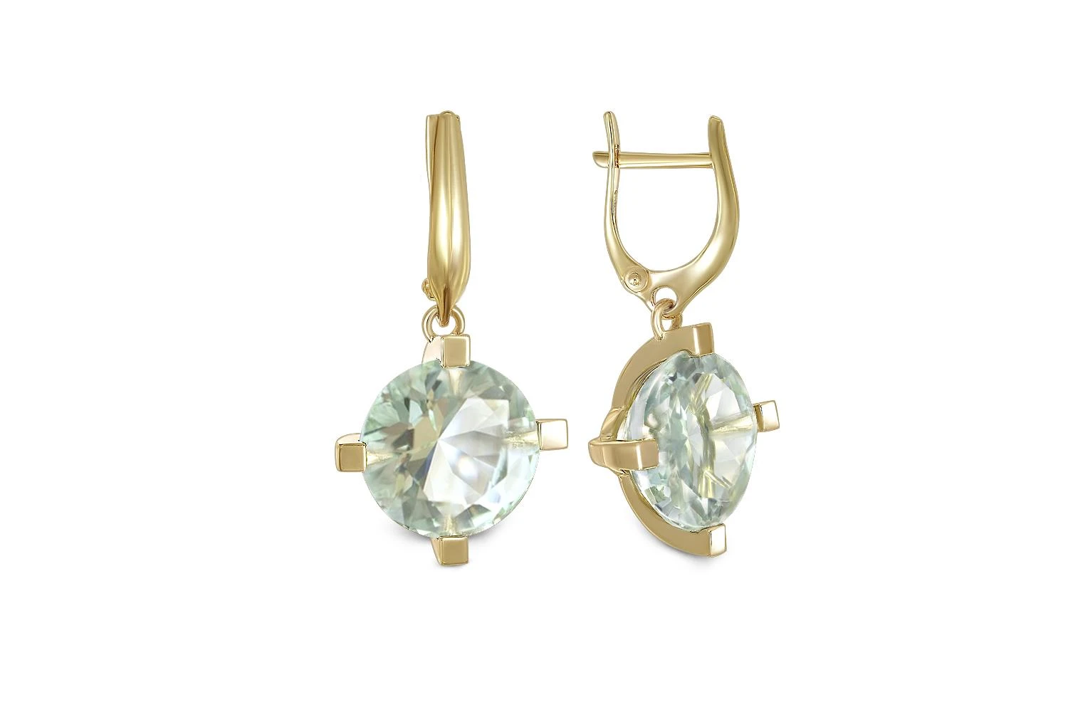 Серьги из жёлтого золота с 2 аметистами