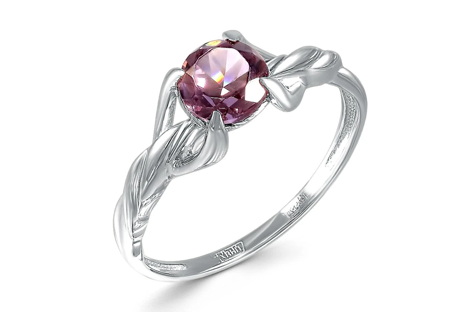 Кольцо из белого золота с ситаллом