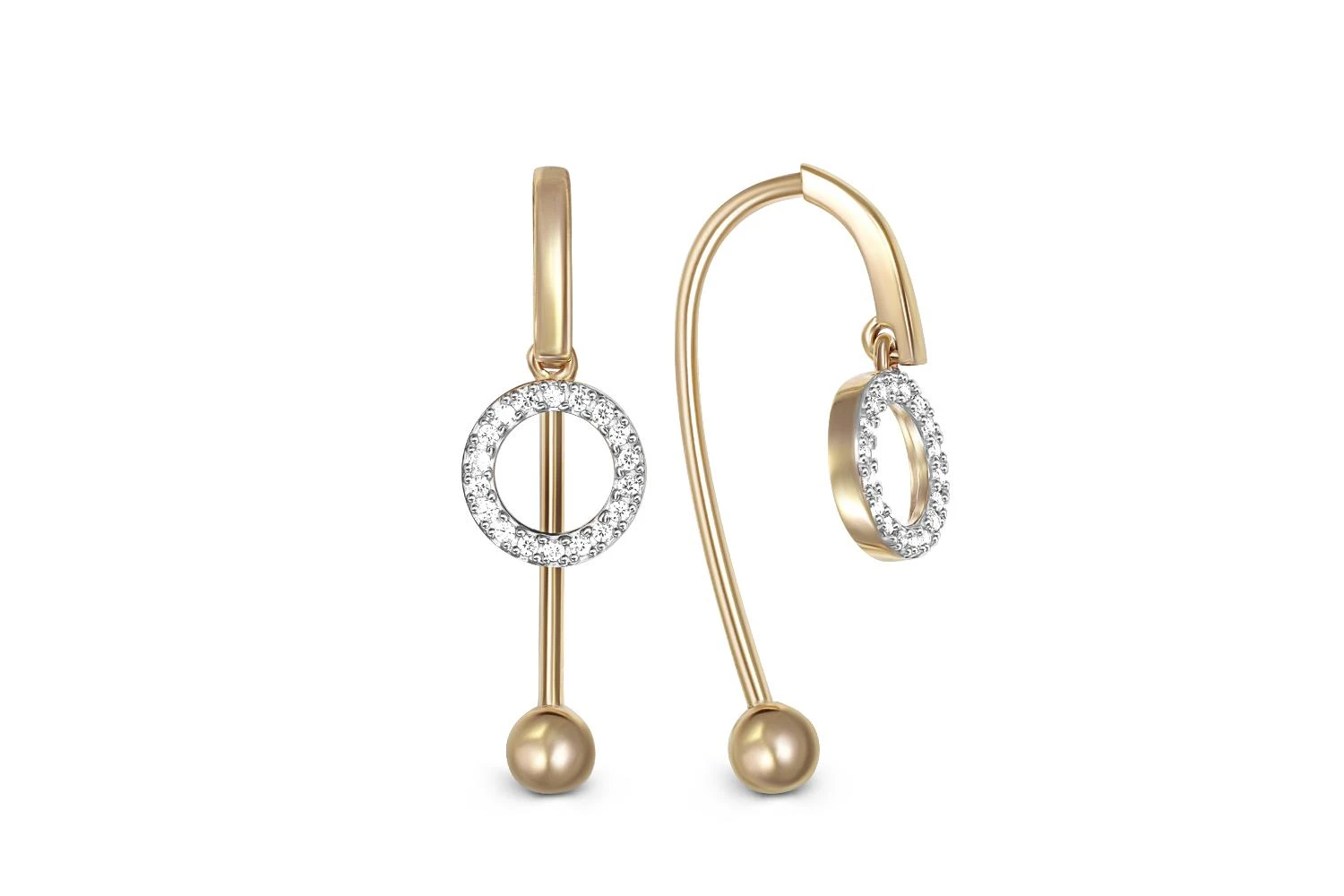 Серьги из жёлтого золота с 36 фианитами