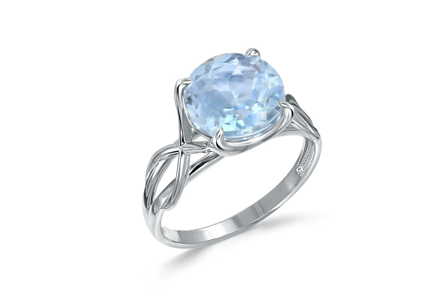 Кольцо из белого золота с топазом sky