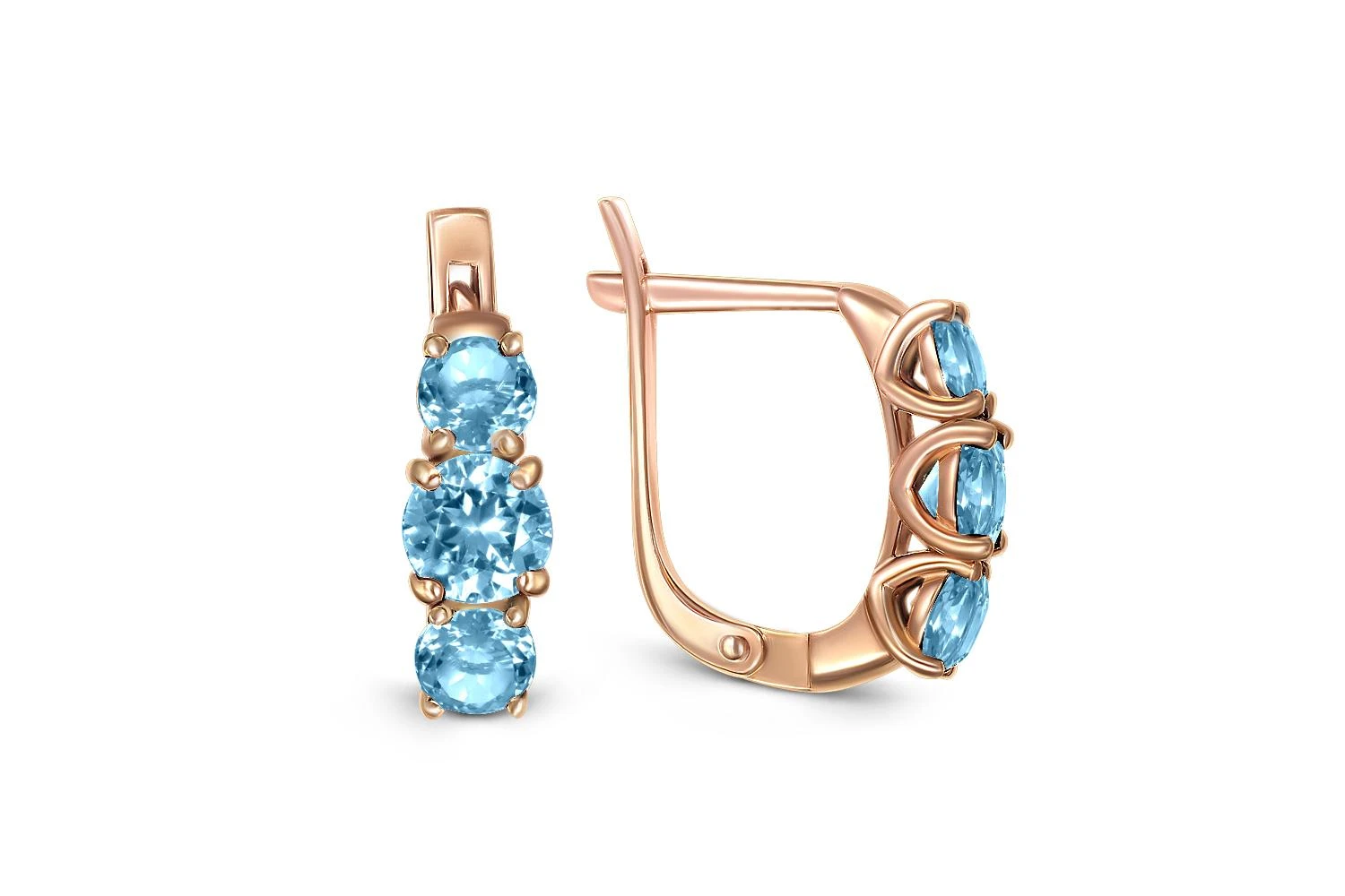 Серьги из красного золота с 6 топазами swiss