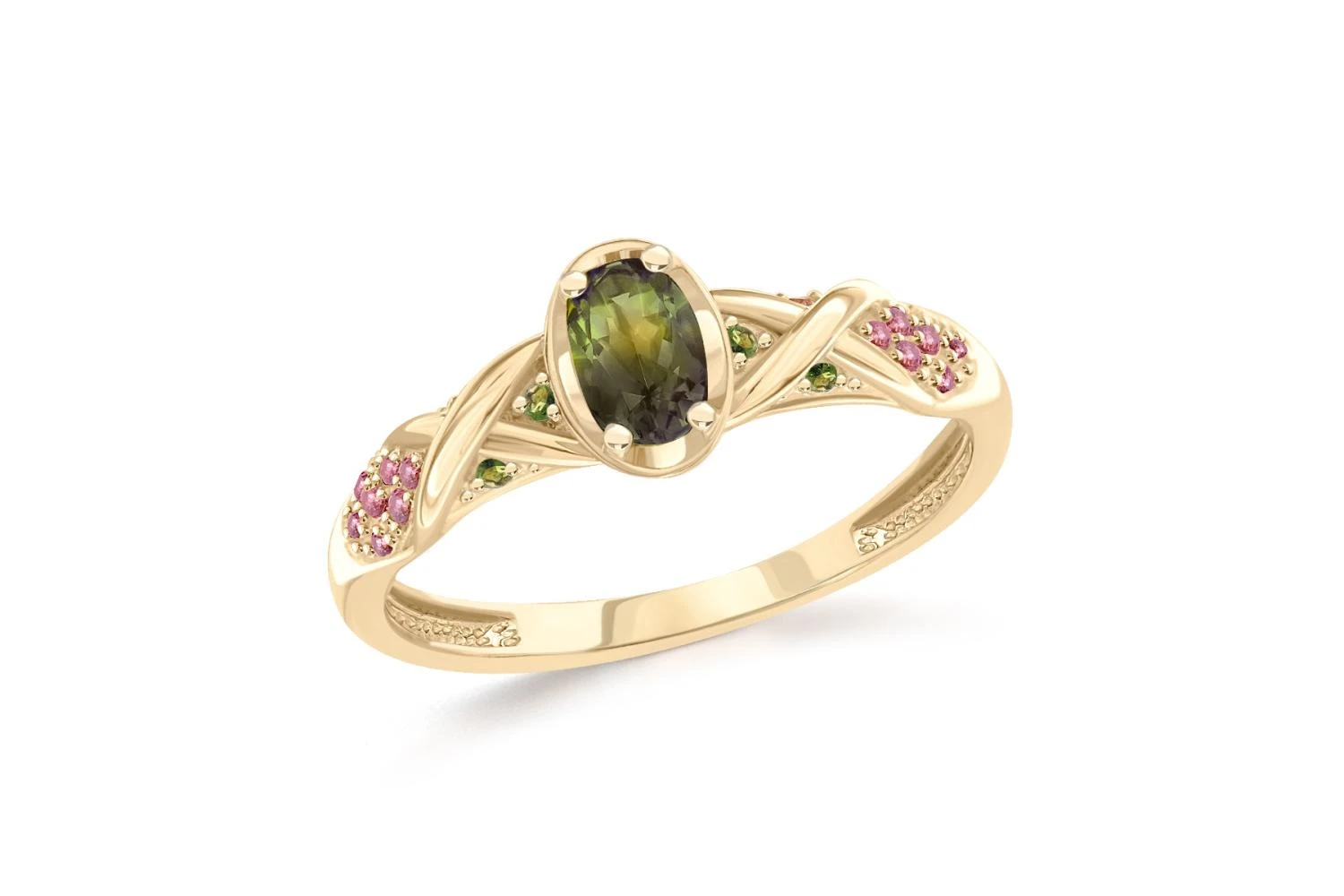 Кольцо из жёлтого золота с 21 турмалинами