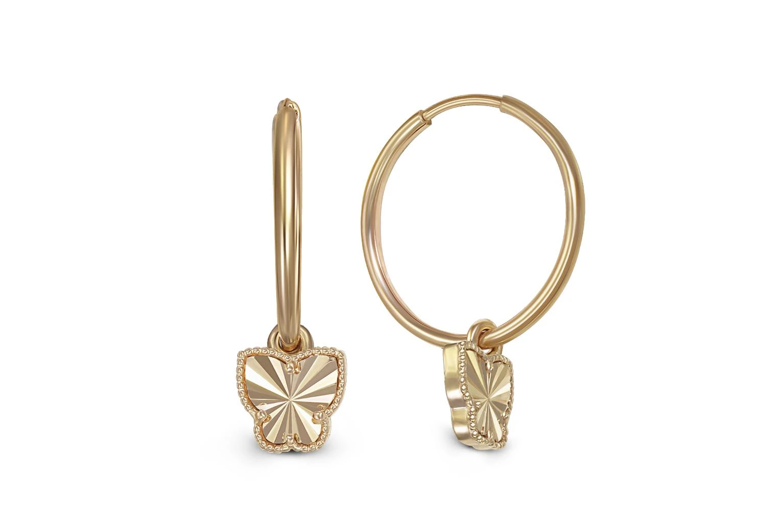 Серьги Бабочки из жёлтого золота без вставок