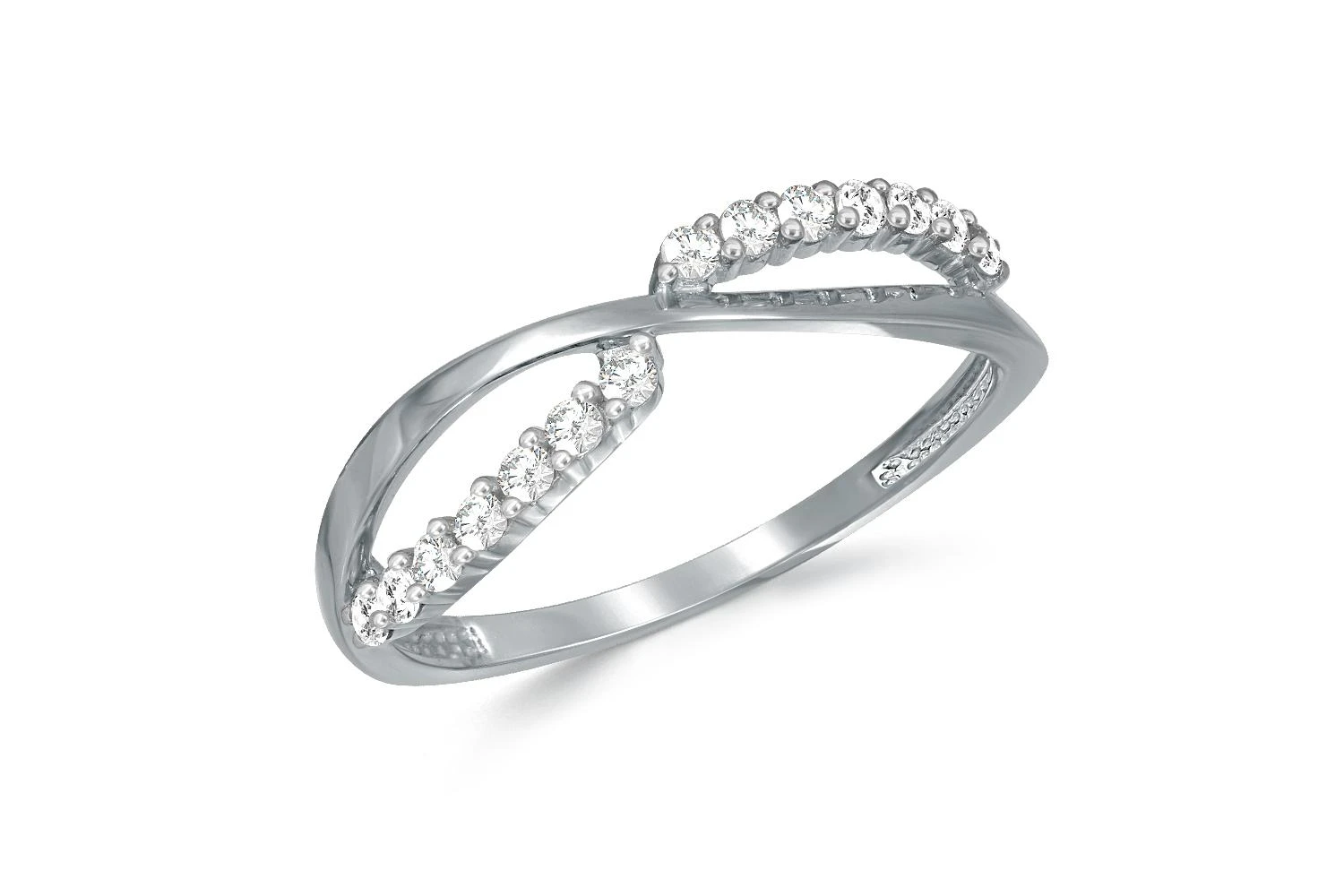 Кольцо из белого золота с 14 фианитами