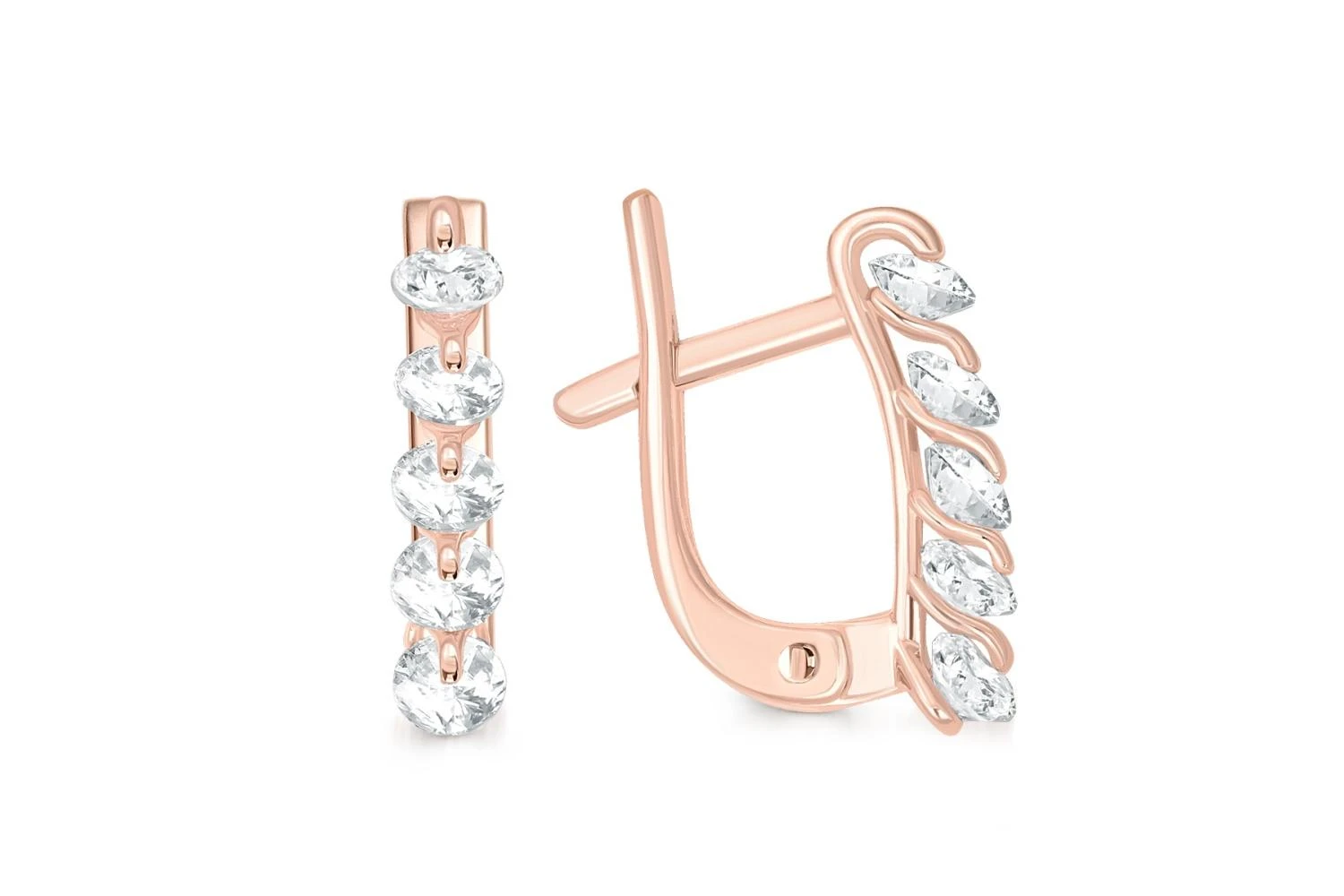 Серьги Дорожки из красного золота с 10 фианитами