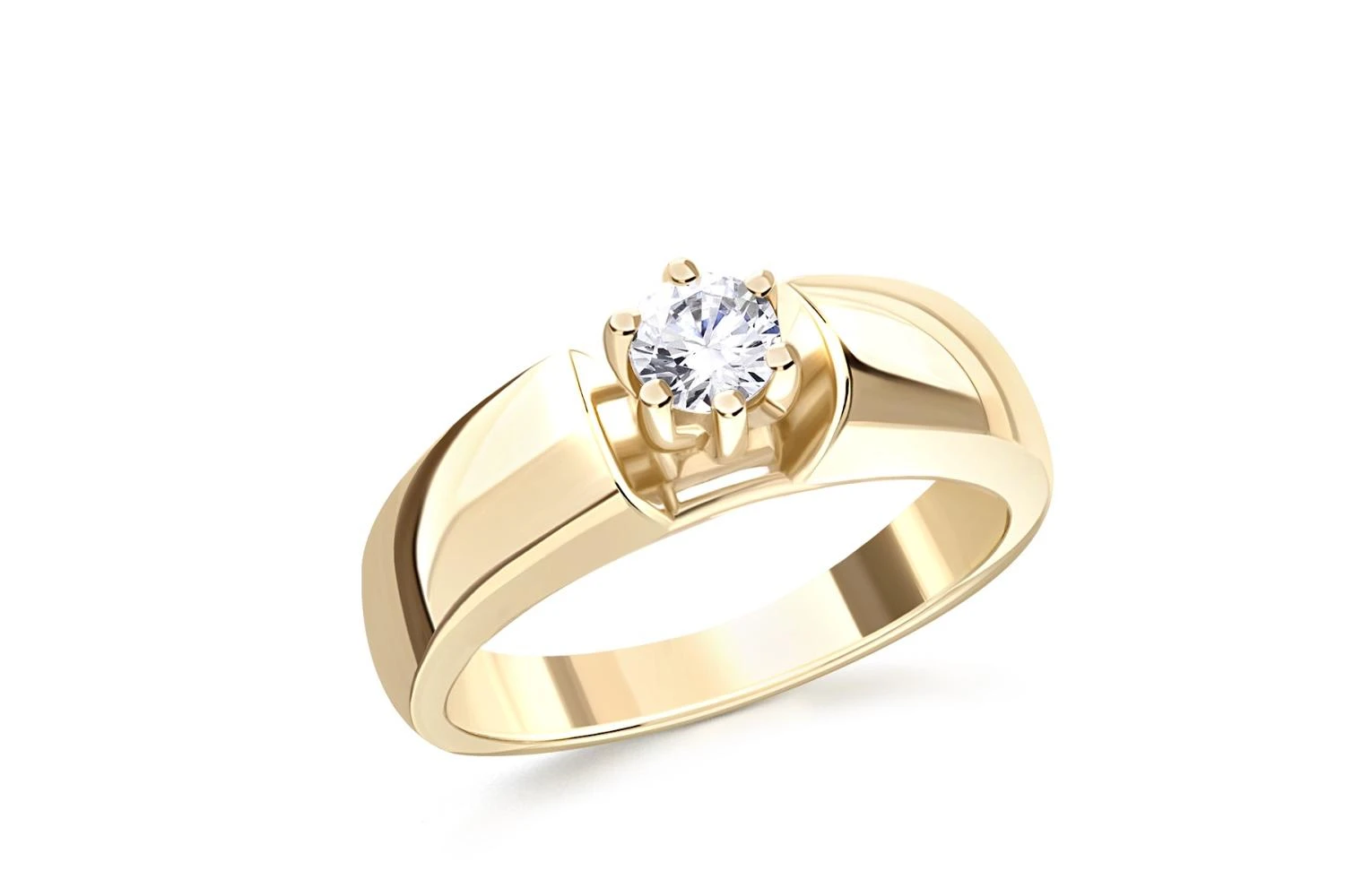 Кольцо из жёлтого золота с фианитом