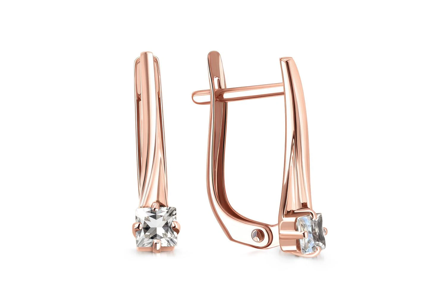 Серьги из красного золота с 2 топазами бесцветными