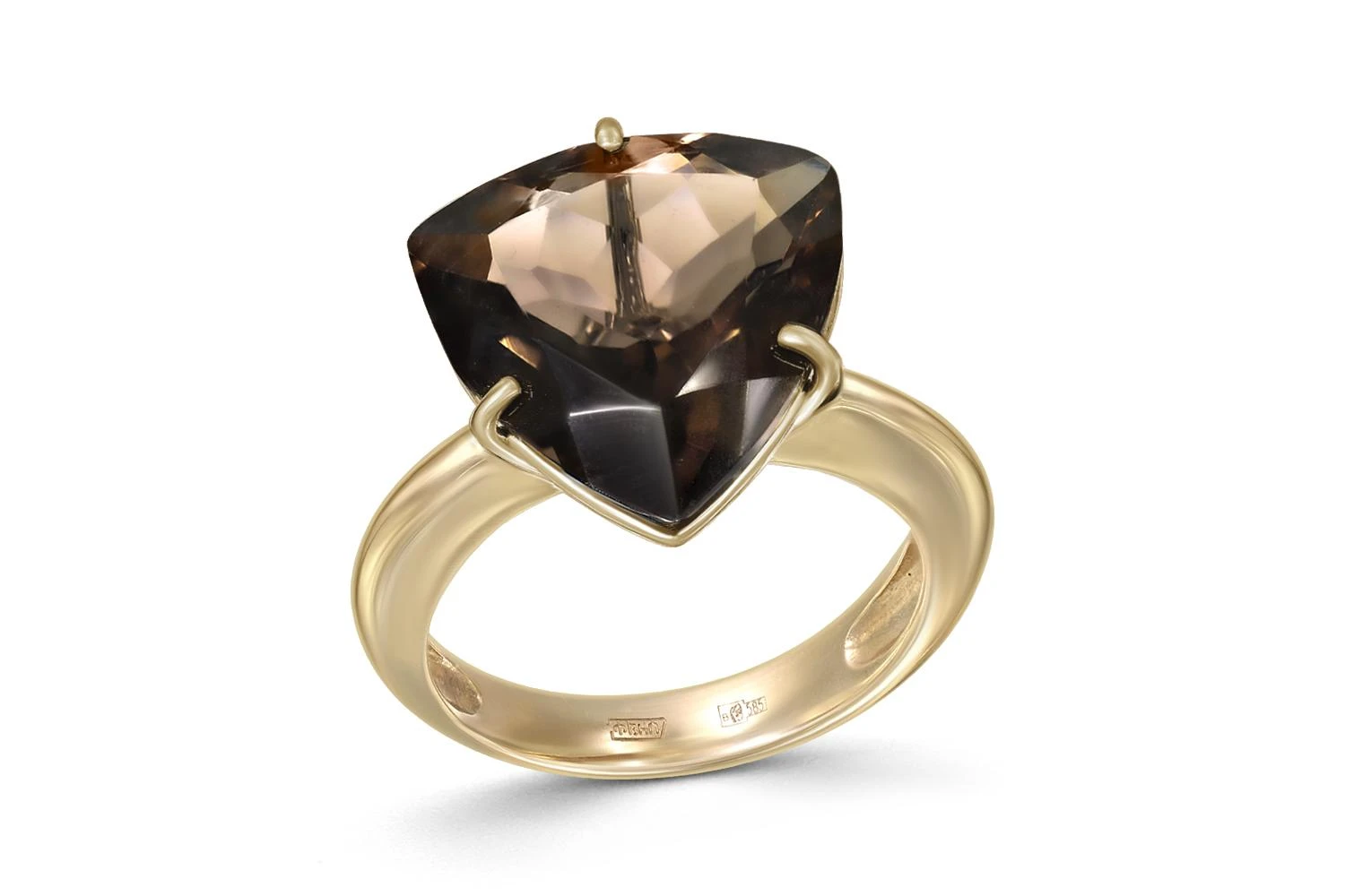 Кольцо из жёлтого золота с раухтопазом