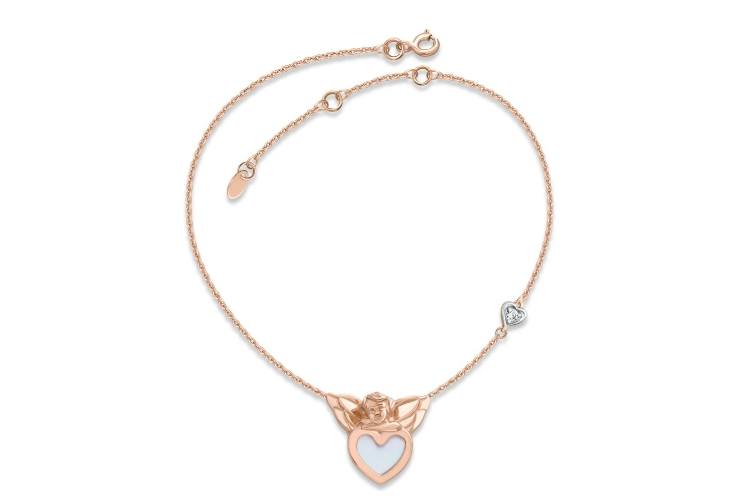 Колье Ангел из красного золота с перламутром и фианитом