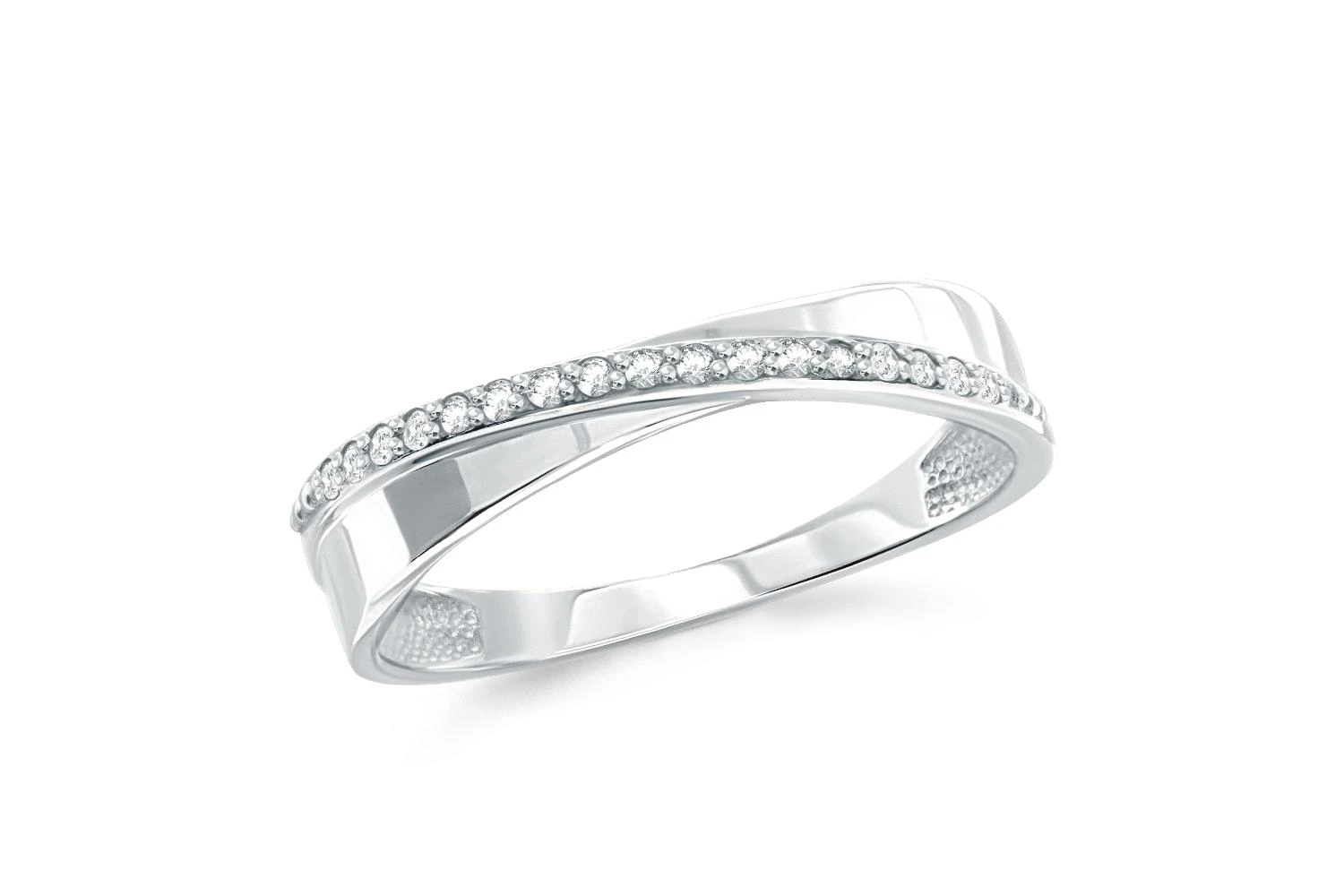 Кольцо Дорожка из белого золота с 17 фианитами