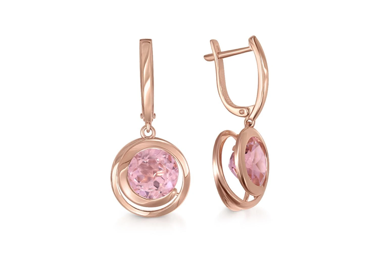 Серьги из красного золота с 2 ситаллами