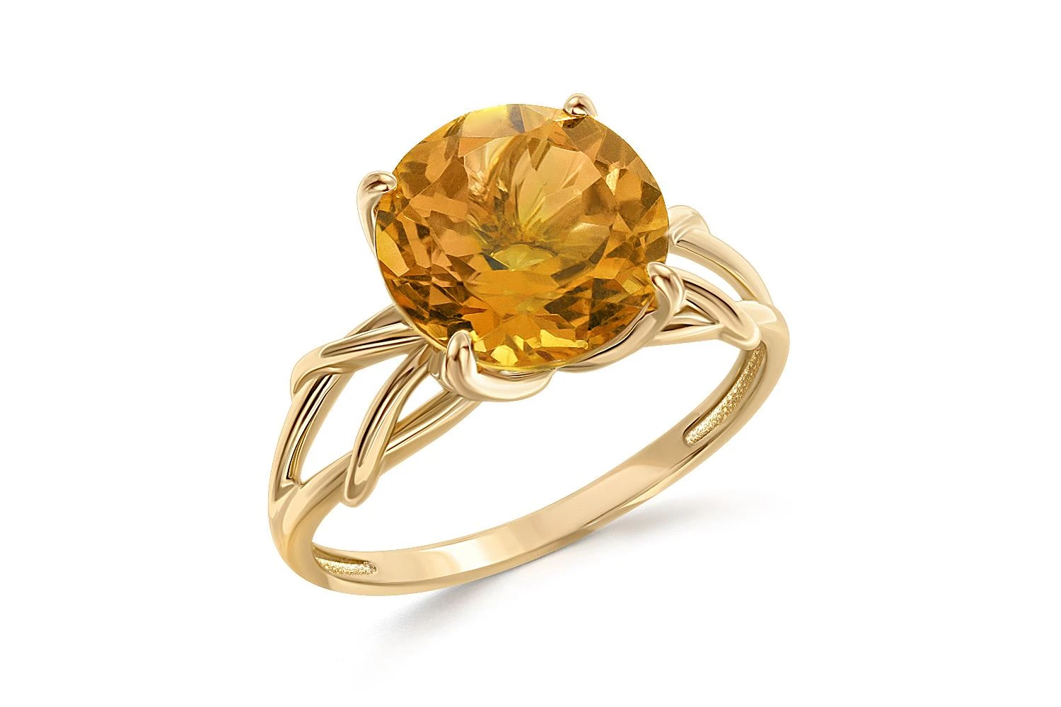 Кольцо из жёлтого золота с цитрином