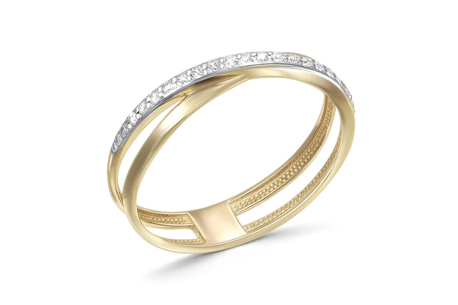 Кольцо Дорожка из жёлтого золота с 17 фианитами