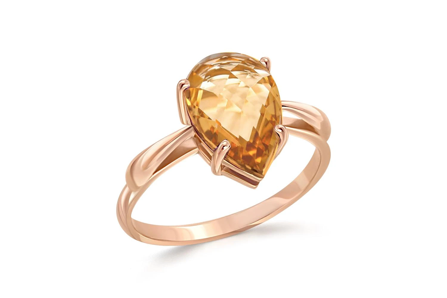 Кольцо из красного золота с цитрином