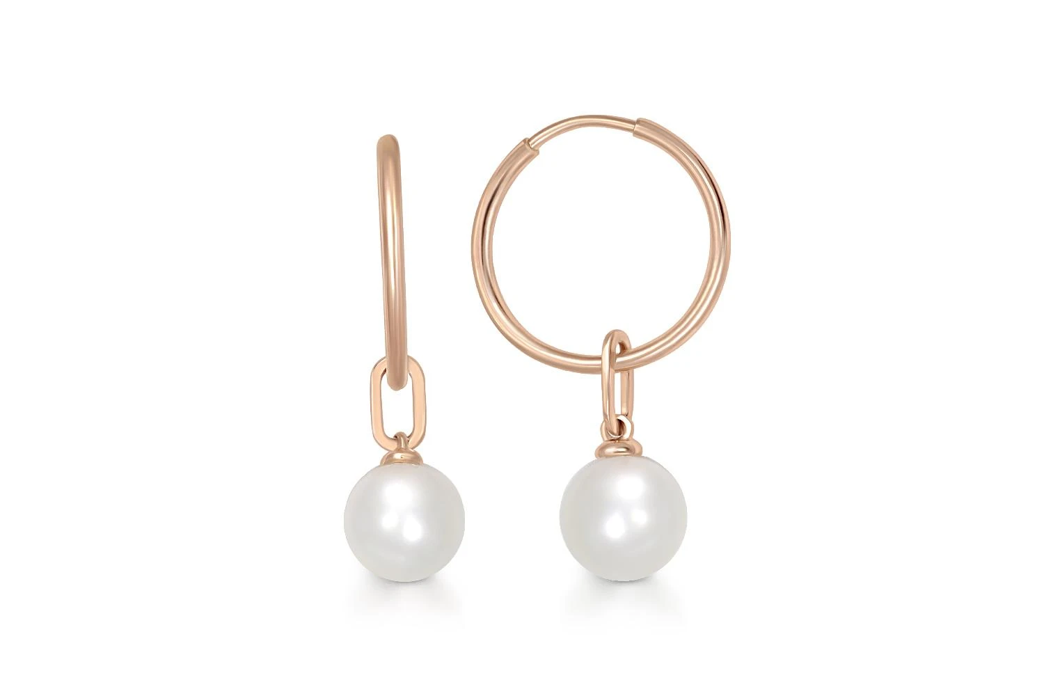 Серьги-трансформеры из красного золота с 2 жемчужинами