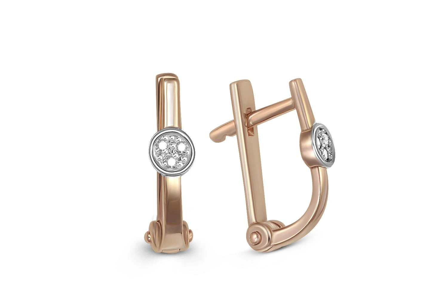 Детские серьги из красного золота с 6 бриллиантами