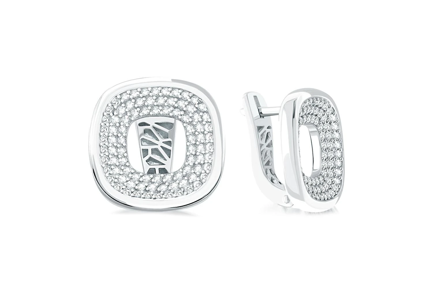 Серьги из белого золота с 168 фианитами