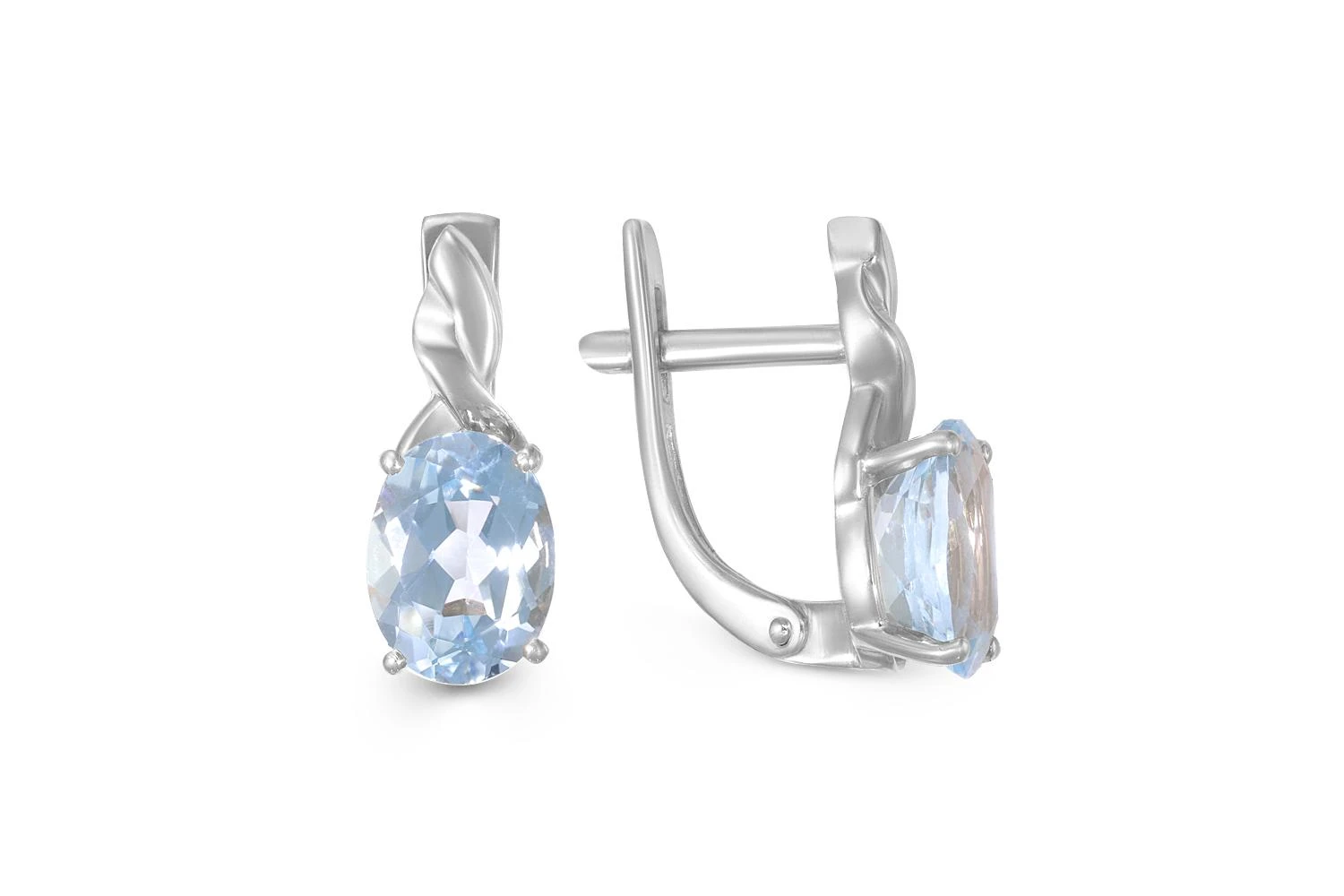 Серьги из белого золота с 2 топазами sky