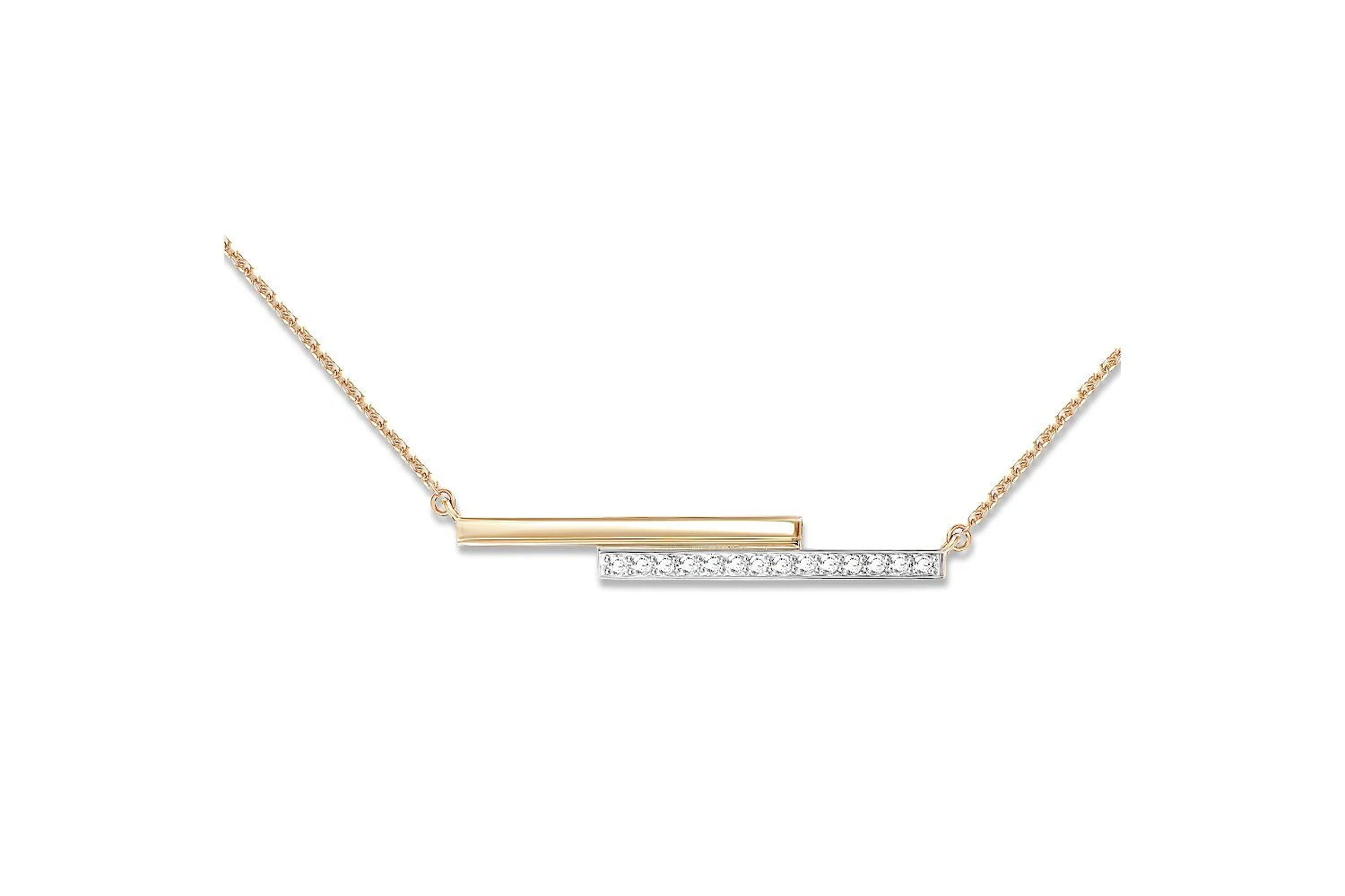 Колье Дорожка из красного золота с 14 фианитами