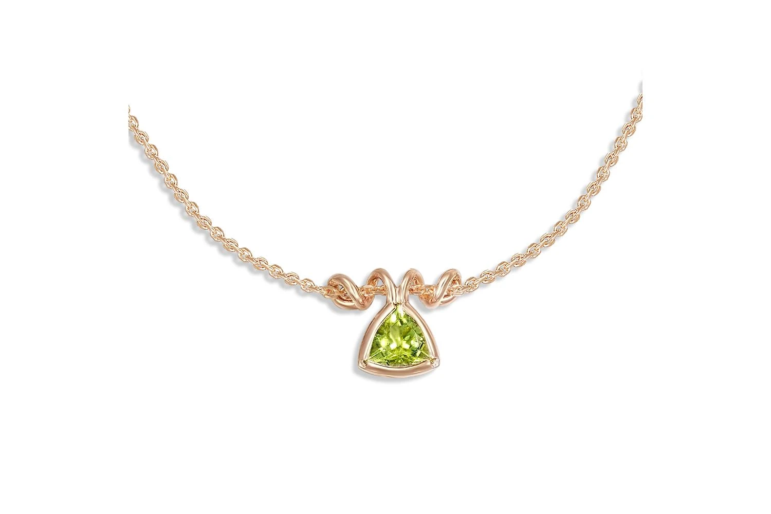 Колье из красного золота с хризолитом