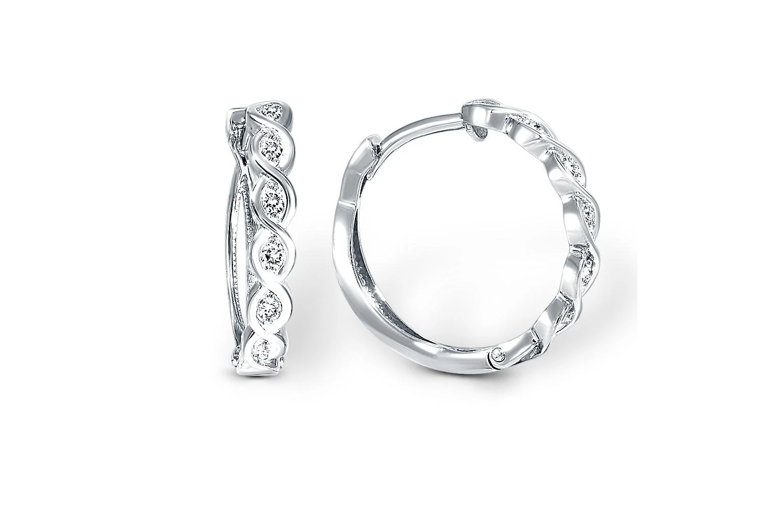 Серьги Дорожки из белого золота с 12 фианитами