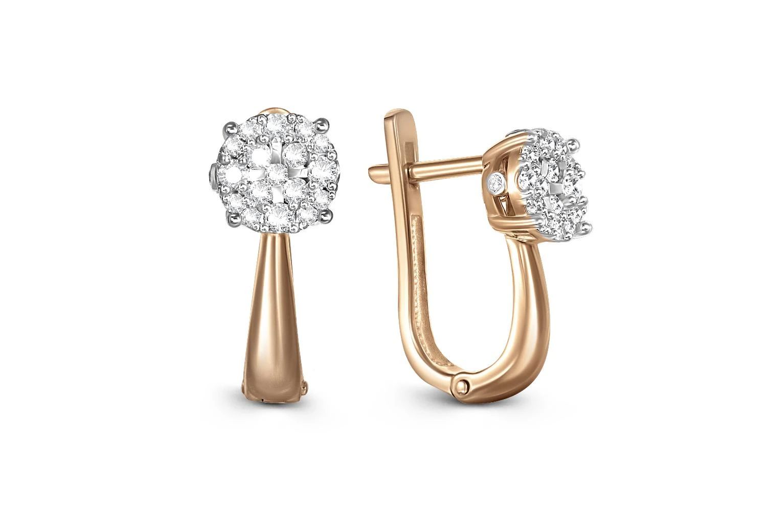 Серьги Малинки из красного золота с 40 бриллиантами