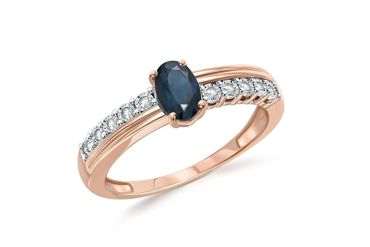 Кольцо из красного золота с сапфиром и 10 бриллиантами