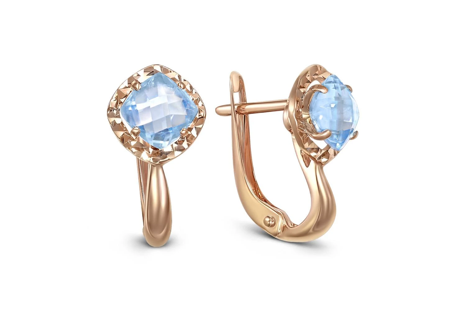 Серьги из красного золота с 2 топазами sky