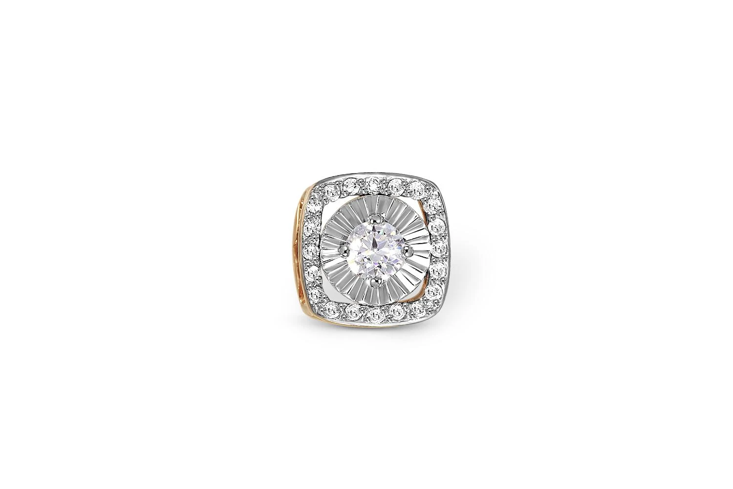 Подвеска Квадрат из красного золота с 21 бриллиантами