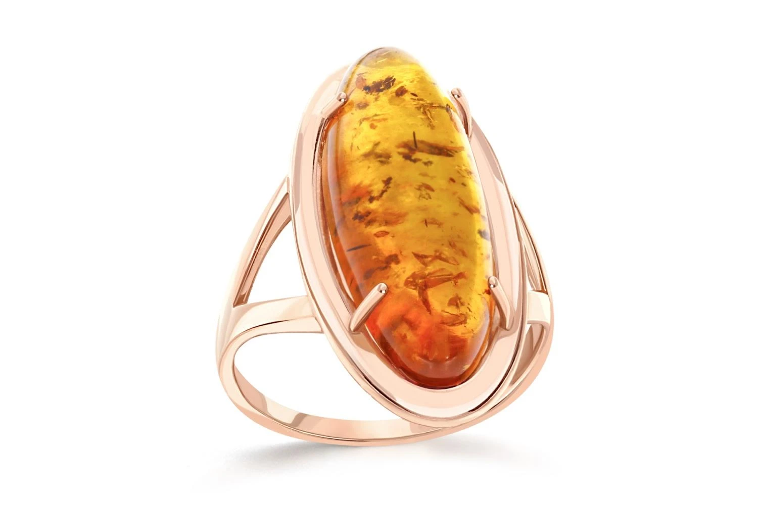 Кольцо из красного золота с янтарём