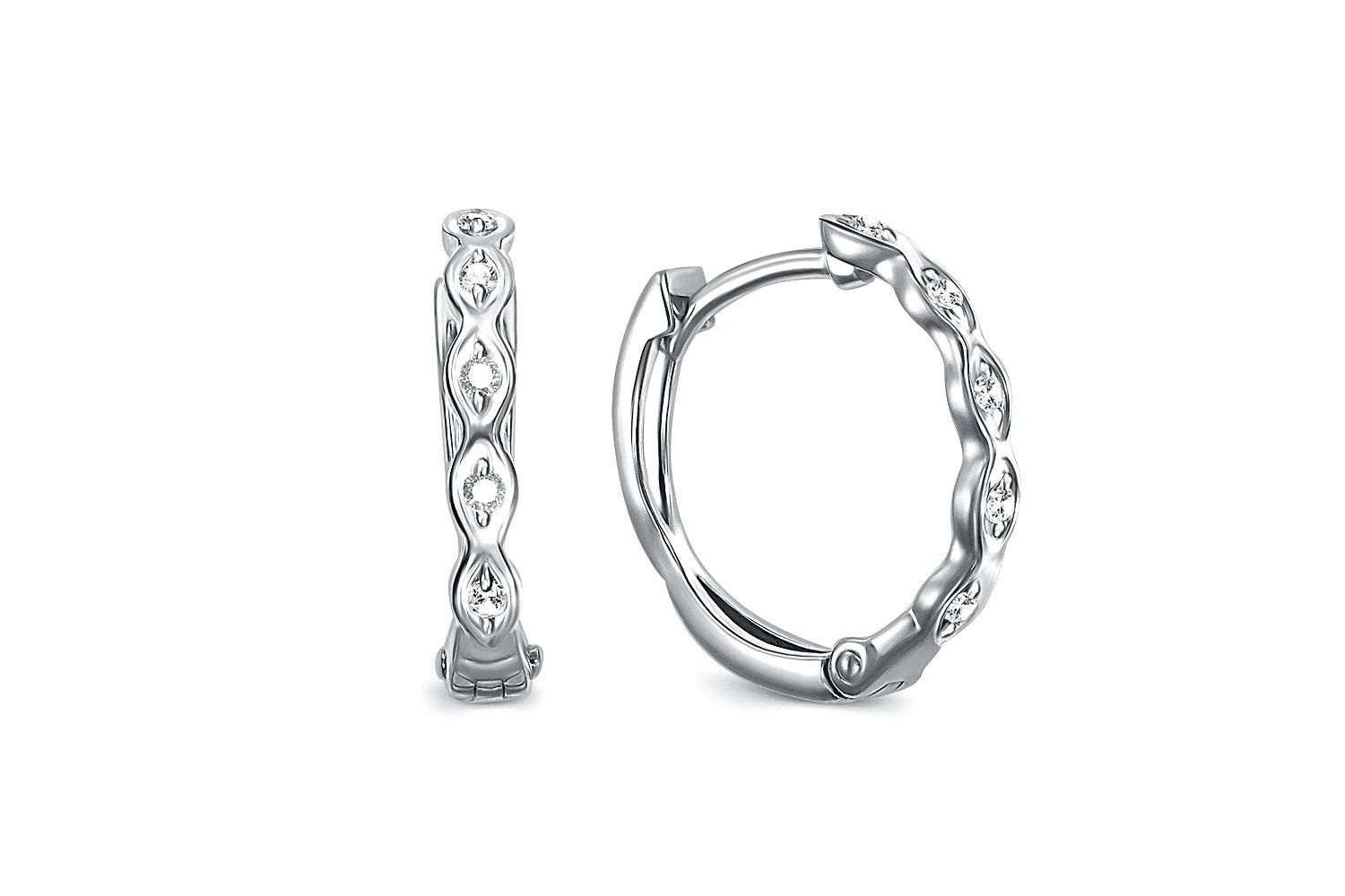 Серьги Дорожки из белого золота с 10 фианитами