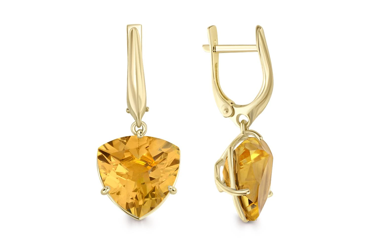 Серьги из жёлтого золота с 2 цитринами