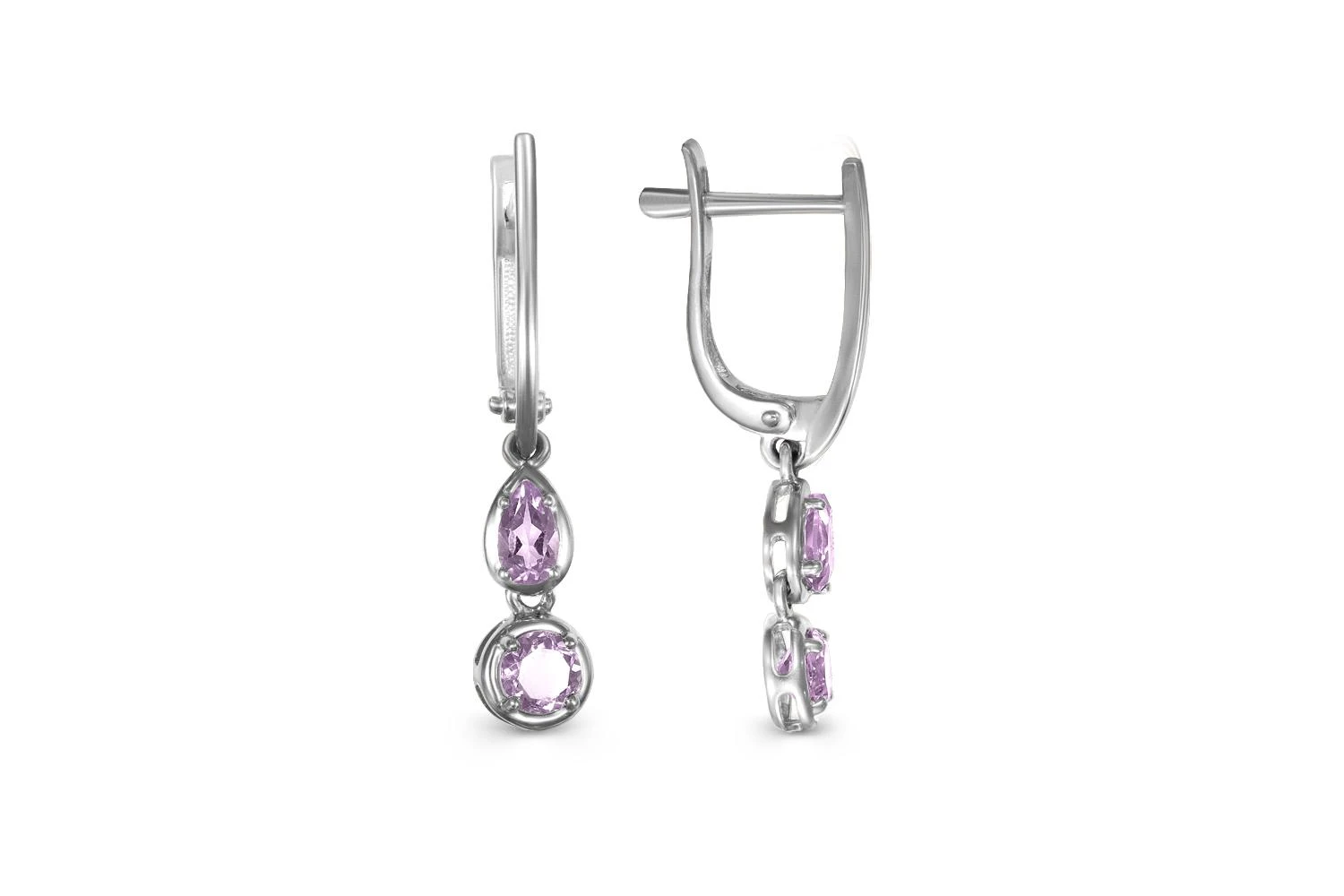 Серьги из белого золота с 4 аметистами