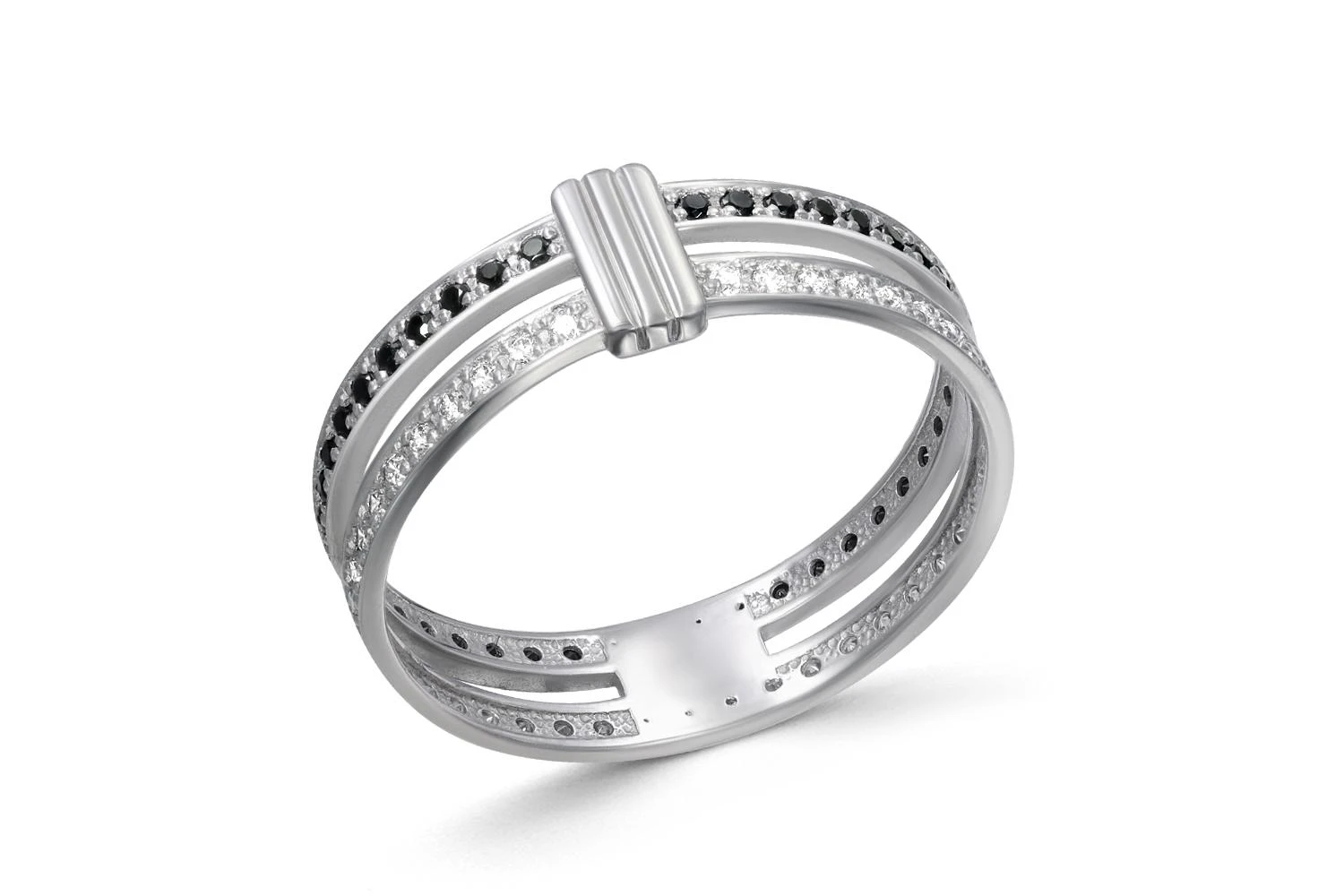 Кольцо Дорожка из белого золота с 84 фианитами
