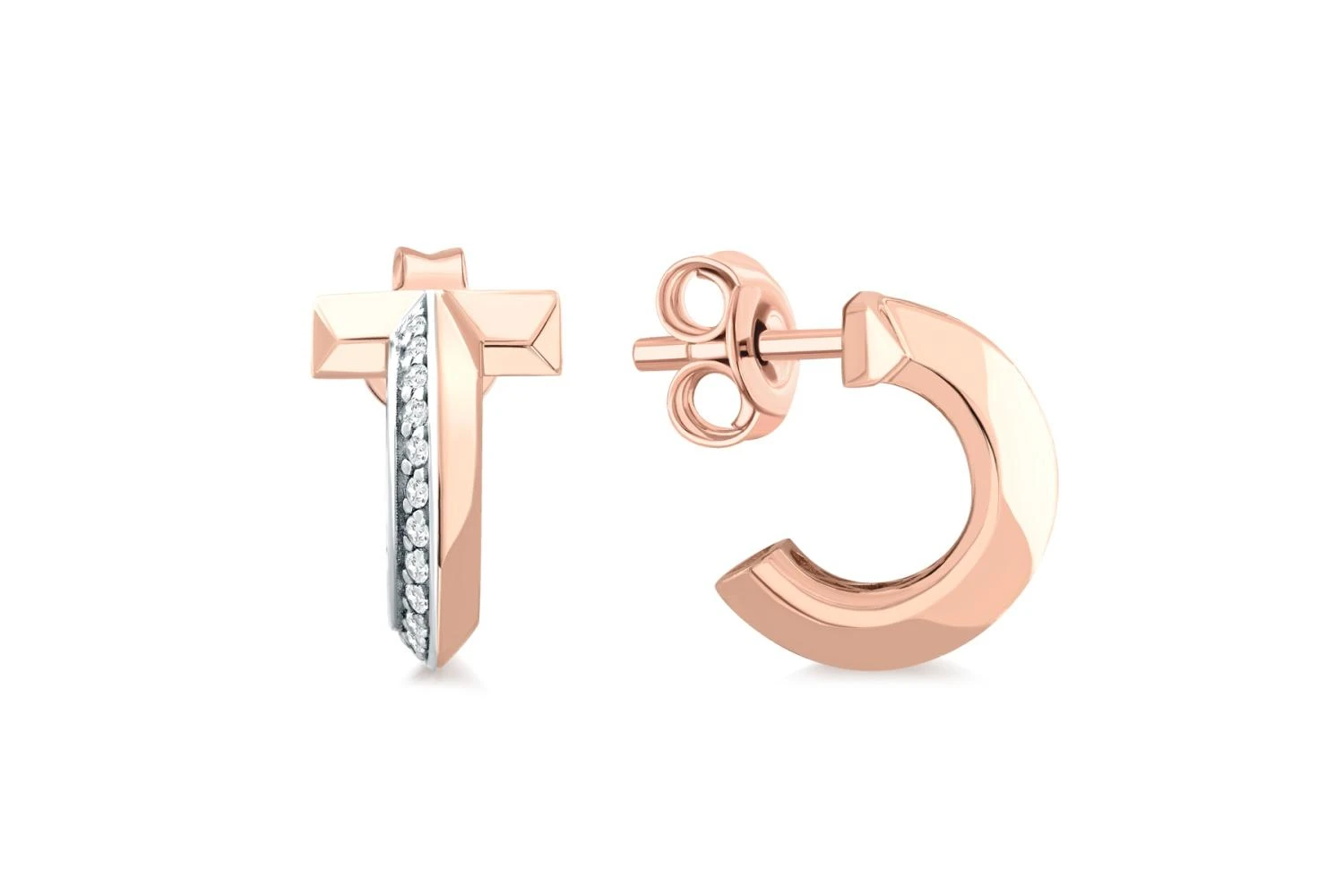 Серьги-пусеты из красного золота с 30 фианитами