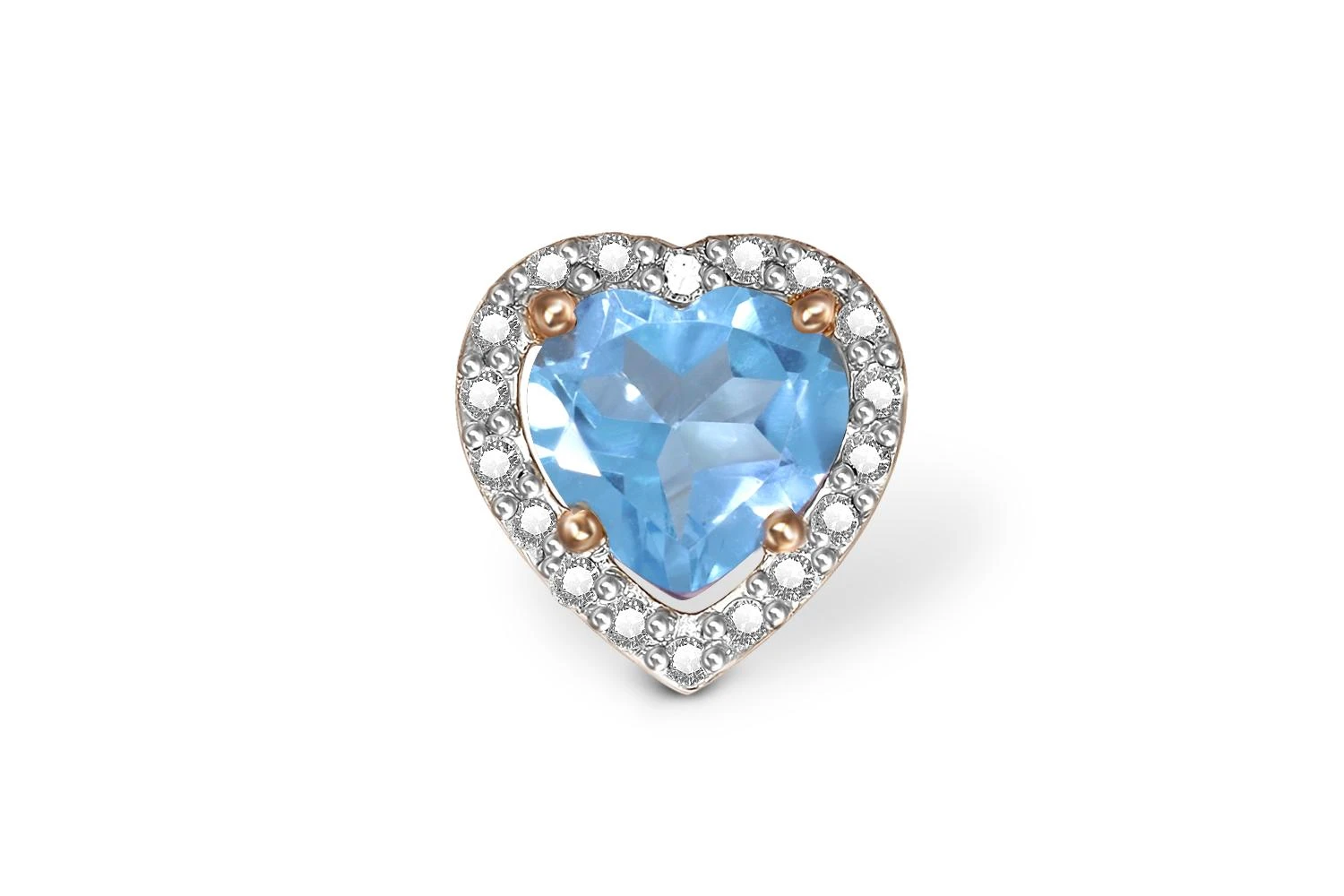 Подвеска Сердце из красного золота с топазом swiss и 18 фианитами