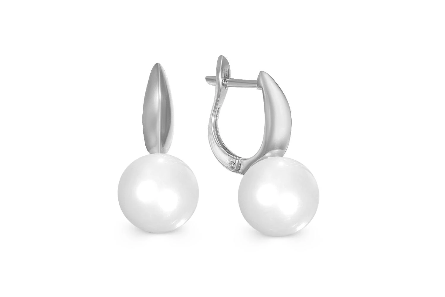 Серьги из белого золота с 2 жемчужинами