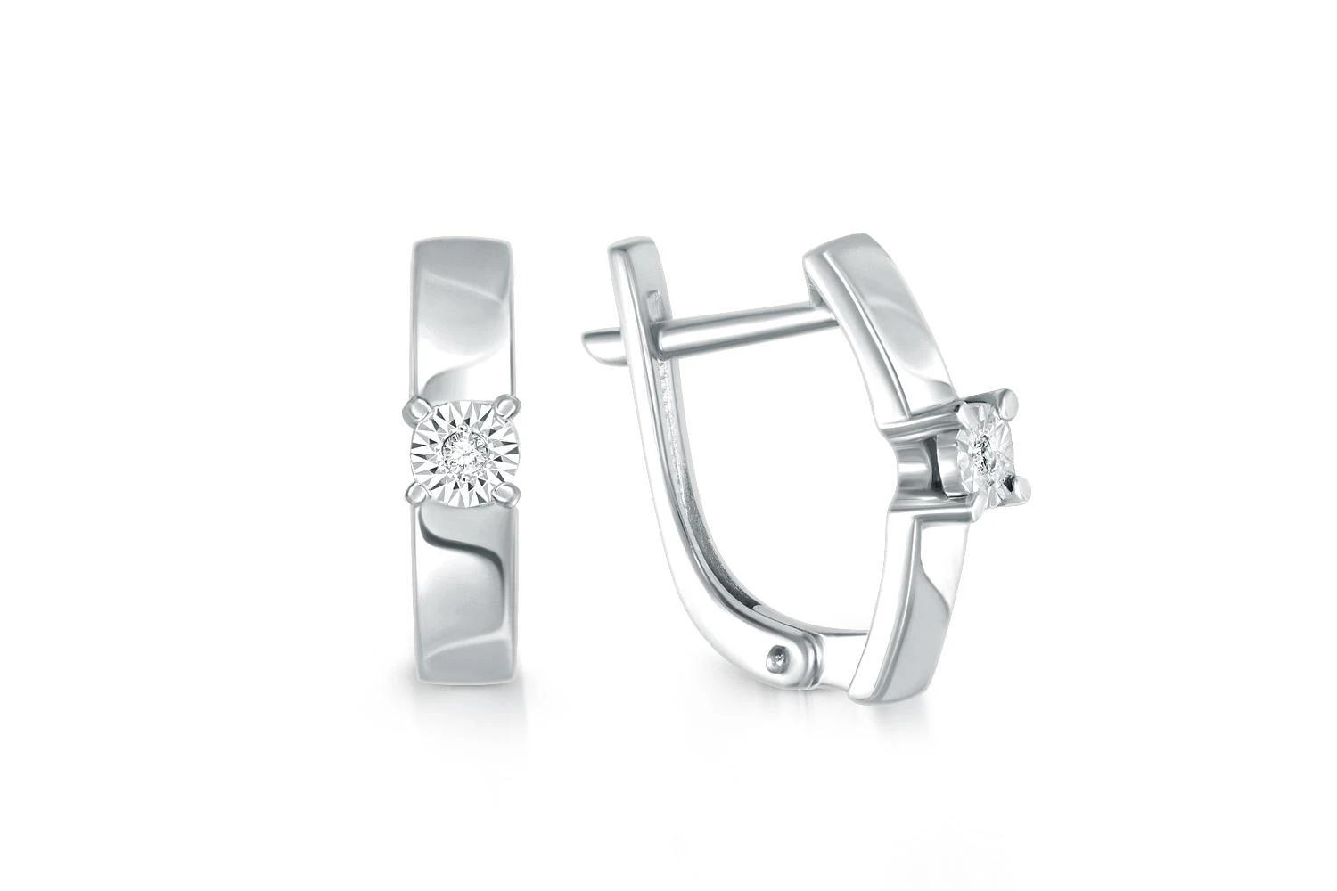 Серьги из белого золота с 2 бриллиантами