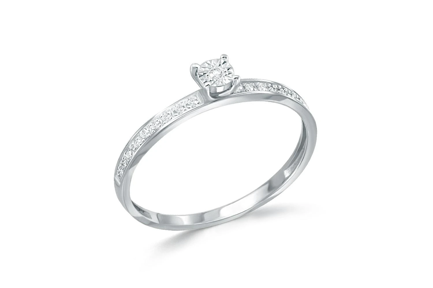 Кольцо из белого золота с 19 бриллиантами