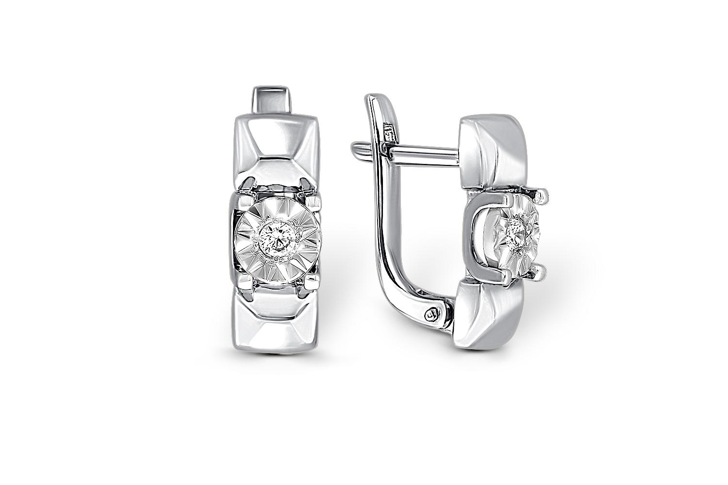 

Серьги с 2 фианитами из белого золота