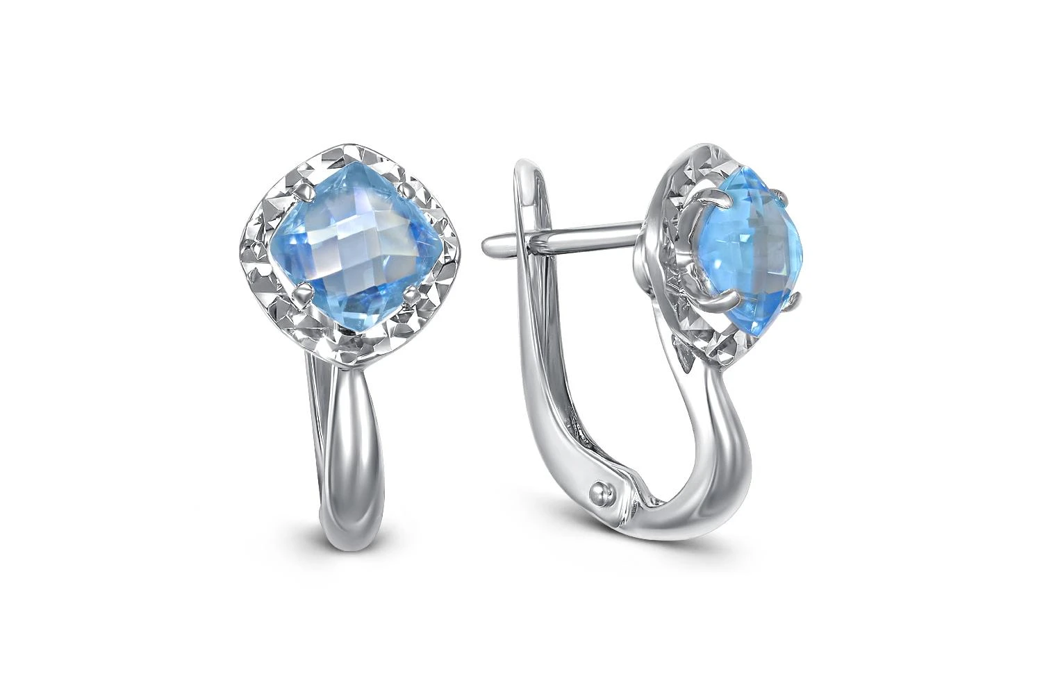 Серьги из белого золота с 2 топазами swiss